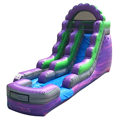 TentandTable 15' Purple Marble Inflatable Water Slide, Wet or Dry Water Slides Inflatables for Kids and Adults, Commercial-Grade Blow Up Water Slide with 1.5HP Blower & Stakes - 27' L x 9' W x 15' H